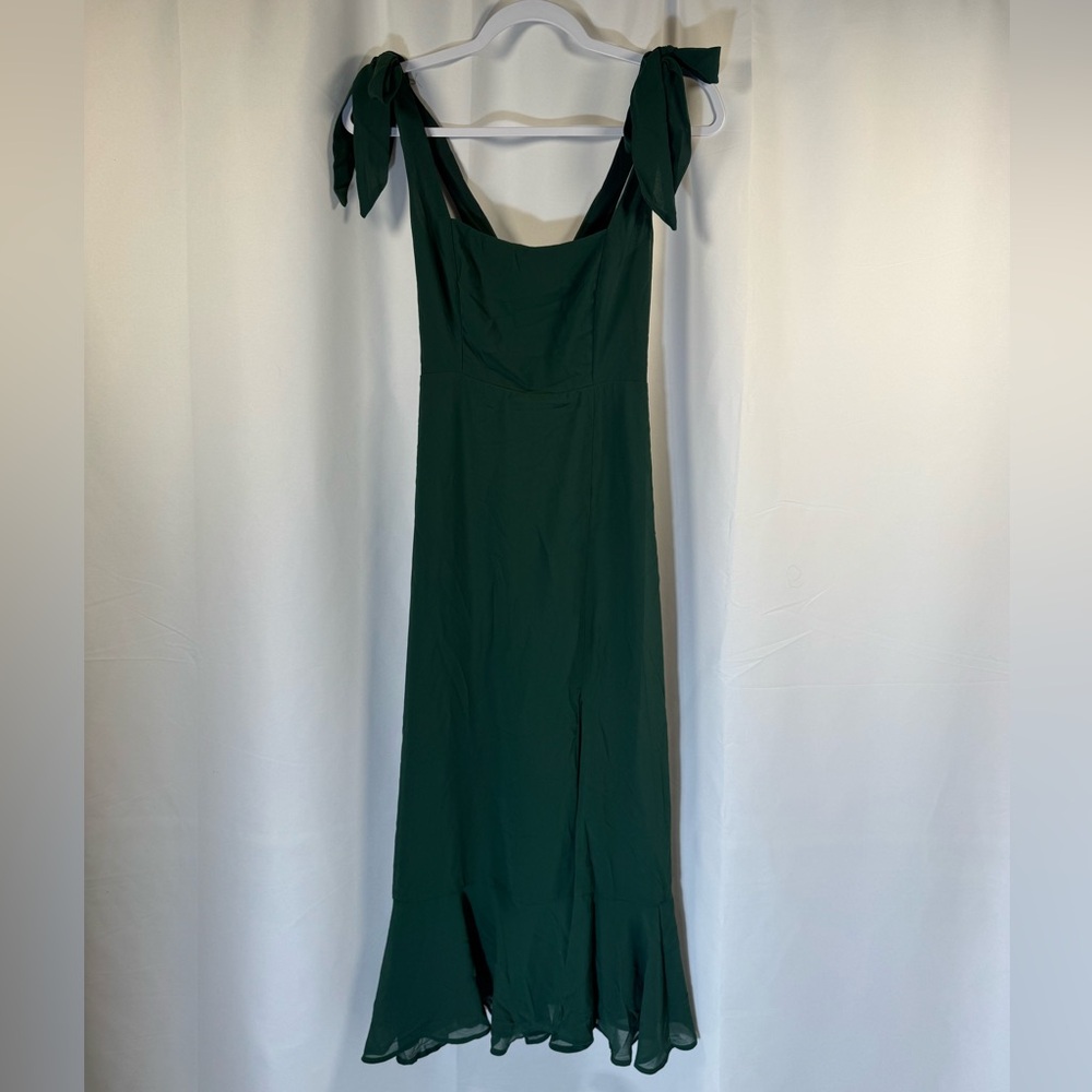 Lulu's Dark Green Midi Dress with Tie Straps